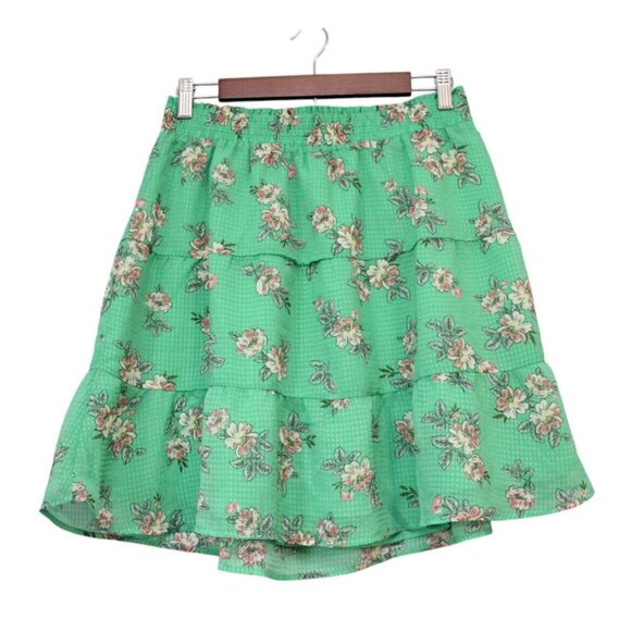 NWT LOFT Skirt Medium Petite Flowy Tiered Floral Preppy Spring Elastic Waist - Picture 1 of 12